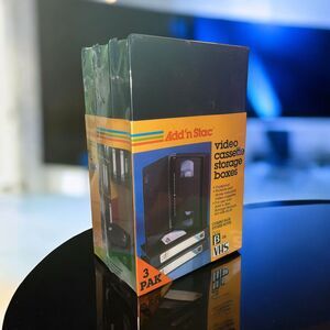 Add 'n Stac Video Cassette Storage Boxes 3 Pack Stores Beta and VHS Tapes NEW
